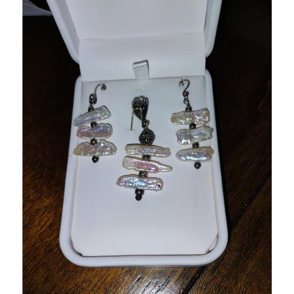 Vintage Baroque Pearl Drop Pendant Earring Set - Picture 2 of 5